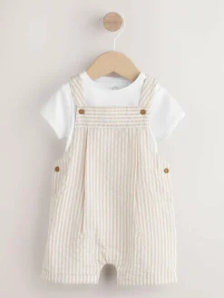 Next Woven Dungaree and Bodysuit Baby Set (0mths-2yrs)^BOY Rompers & Overalls|Sets & Outfits