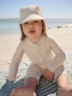 Next Striped Sunsafe Swimsuit and Hat Set (3mths-7yrs)^BOY Swimwear|Swimwear
