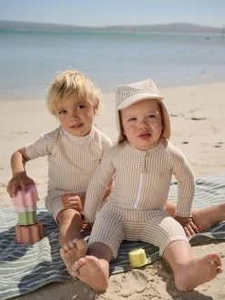 Next Striped Sunsafe Swimsuit and Hat Set (3mths-7yrs)^BOY Swimwear|Swimwear