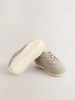 Hot Next Neutral Suede Elastic Lace Trainers