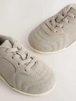 Hot Next Neutral Suede Elastic Lace Trainers