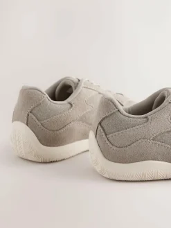 Hot Next Neutral Suede Elastic Lace Trainers