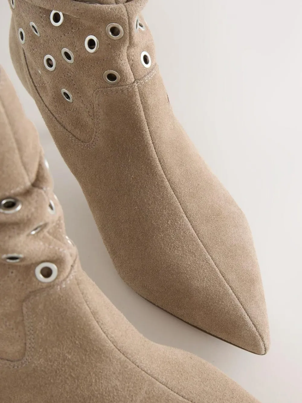 New Next Neutral Suede Forever Comfort® Eyelet Embellished Ankle Boots