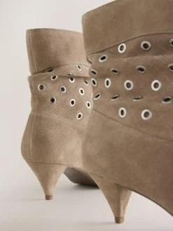 New Next Neutral Suede Forever Comfort® Eyelet Embellished Ankle Boots