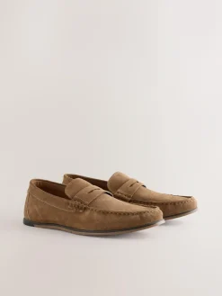 Next Neutral Suede Slim Loafers^ Shoes