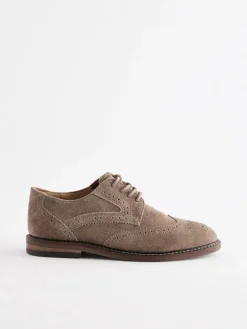 Sale Next Standard Fit (F) Leather Laceup Brogue Shoes Neutral Suede