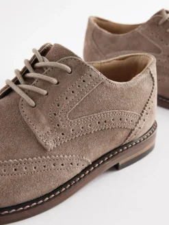 Sale Next Standard Fit (F) Leather Laceup Brogue Shoes Neutral Suede