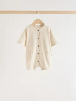 Next Neutral Sunbaked Printed Button Through Jersey Baby Rompers 3 Pack^BOY Sets & Co-Ords|Sets & Co-Ords