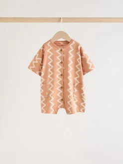 Next Neutral Sunbaked Printed Button Through Jersey Baby Rompers 3 Pack^BOY Sets & Co-Ords|Sets & Co-Ords