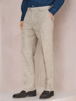 Online Next Tailored Fit Linen Blend Texture Suit Trousers Neutral