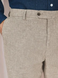 Online Next Tailored Fit Linen Blend Texture Suit Trousers Neutral