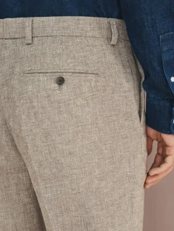 Online Next Tailored Fit Linen Blend Texture Suit Trousers Neutral