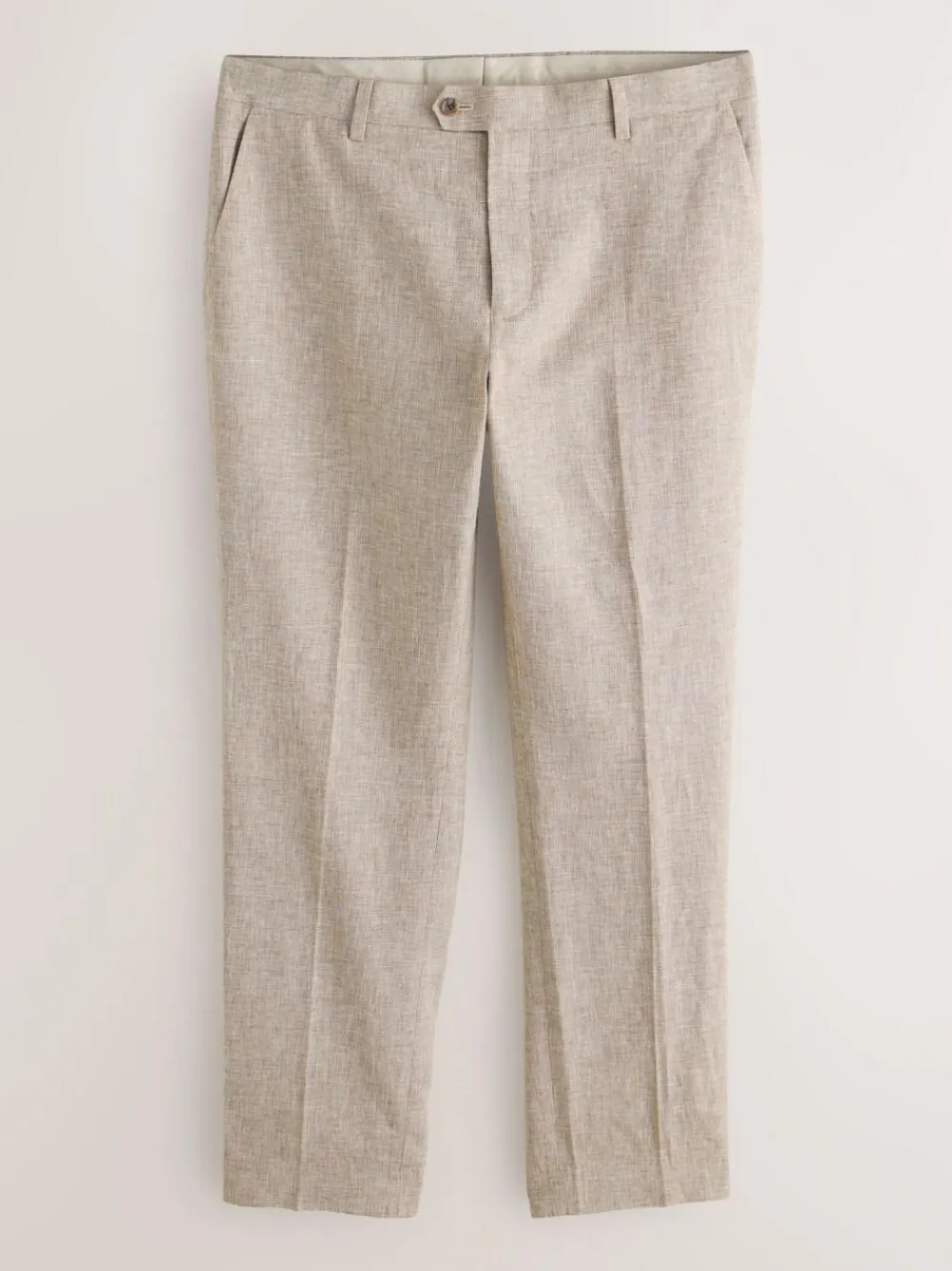 Online Next Tailored Fit Linen Blend Texture Suit Trousers Neutral