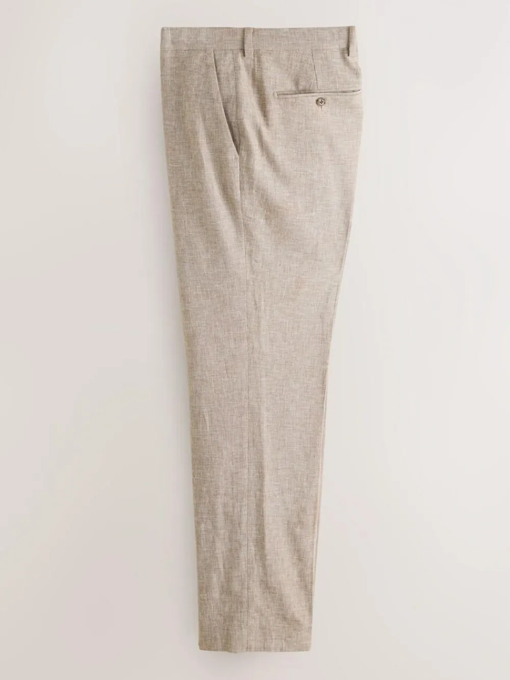 Online Next Tailored Fit Linen Blend Texture Suit Trousers Neutral