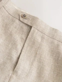 Online Next Tailored Fit Linen Blend Texture Suit Trousers Neutral