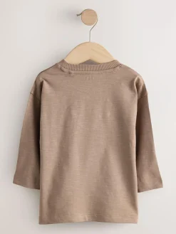 Clearance Next Long Sleeve Animal Print Character T-Shirts 3 Pack (3mths-7yrs) Neutral Tan Hamish