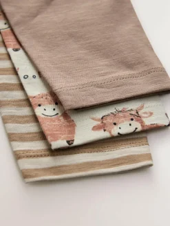 Clearance Next Long Sleeve Animal Print Character T-Shirts 3 Pack (3mths-7yrs) Neutral Tan Hamish