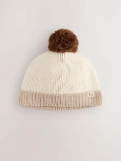 Next Neutral Tonal Baby Knitted Pom Beanie
