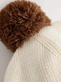 Next Neutral Tonal Baby Knitted Pom Beanie