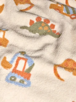 Next Neutral Tufted Dinosaurs & Diggers Borg Throw Blanket^ Cushions & Throws