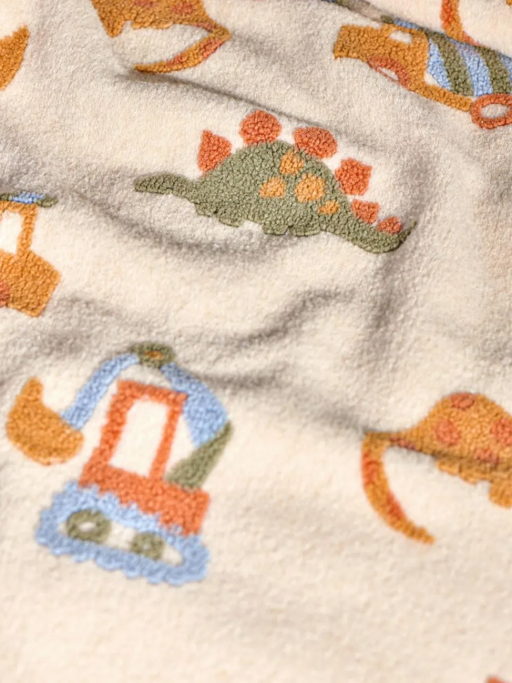 Next Neutral Tufted Dinosaurs & Diggers Borg Throw Blanket^ Cushions & Throws