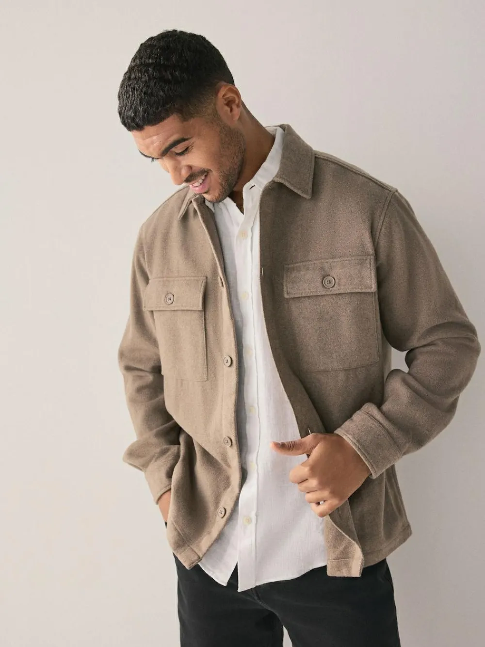 Next Twin Pocket Shacket Overshirt with Wool^ Blazers & Formal Jackets
