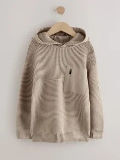 Discount Next Neutral Utility Knitted Hoodie (3-16yrs)