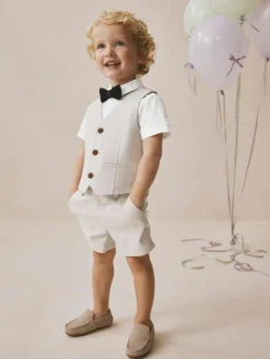 Next Neutral Waistcoat, Shirt, Shorts & Tie Set (3mths-9yrs)^BOY Occasionwear
