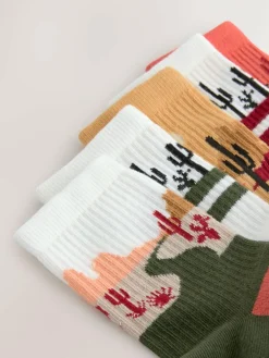 Next Neutral Western Cushioned Footbed Cotton Rich Ribbed Tipped Socks 5 Pack^BOY Socks