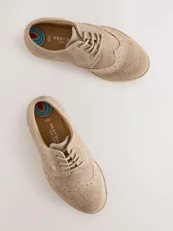 Best Next Wide Fit (G) Smart Leather Brogue Shoes Neutral