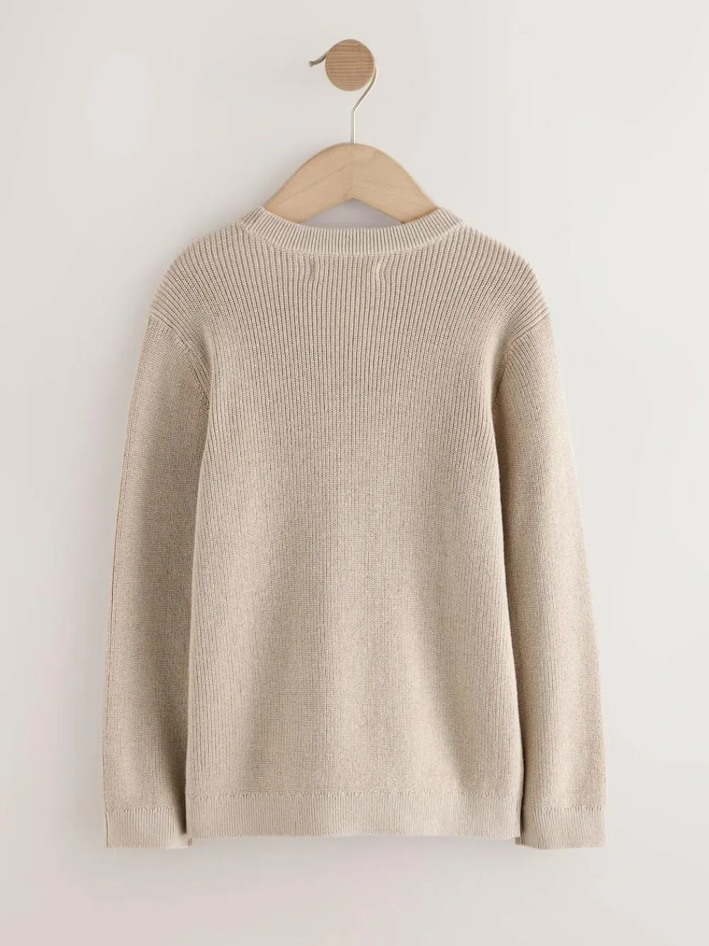 New Next Neutral With Stag Cotton Crew Neck Knitted Jumper (3-16yrs)