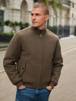 Next Neutral Wool Look Borg Lined Harrington Jacket^ Coats & Jackets|Coats & Jackets