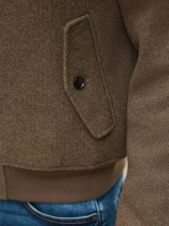 Next Neutral Wool Look Borg Lined Harrington Jacket^ Coats & Jackets|Coats & Jackets