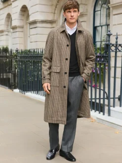 Best Next Neutral Wool Rich Italian Fabric Dogtooth Check Coat