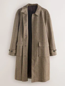 Best Next Neutral Wool Rich Italian Fabric Dogtooth Check Coat