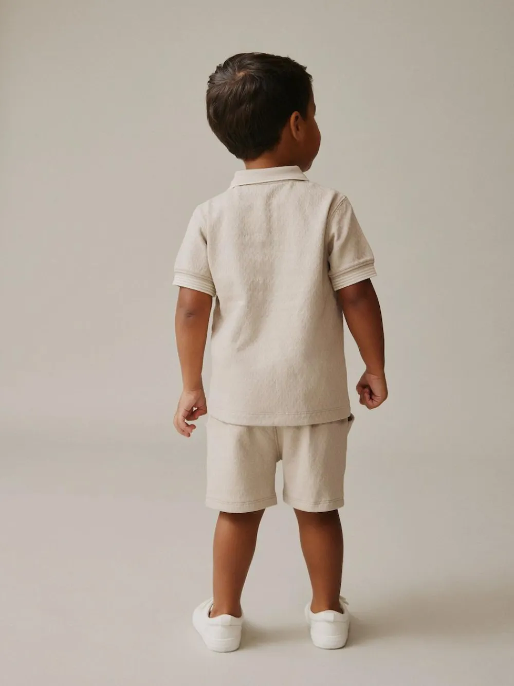 Next Neutral Zip Neck Short Sleeve Polo Shirt And Shorts Set (3mths-7yrs)^BOY Sets & Co-Ords|Sets & Co-Ords