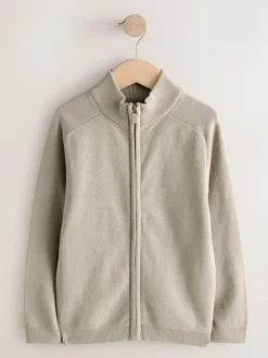 Next Neutral Zip Through Knitted Cardigan (3-16yrs)^BOY Knitwear & Sweaters|Knitwear