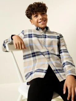 Next Neutral/Black Check Long Sleeve Oxford Check Shirt (3-16yrs)^BOY Shirts