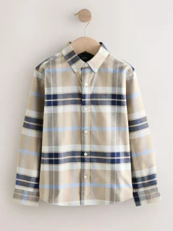 Next Neutral/Black Check Long Sleeve Oxford Check Shirt (3-16yrs)^BOY Shirts