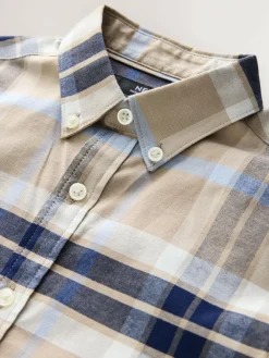 Next Neutral/Black Check Long Sleeve Oxford Check Shirt (3-16yrs)^BOY Shirts