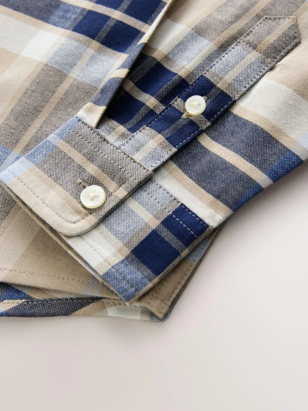 Next Neutral/Black Check Long Sleeve Oxford Check Shirt (3-16yrs)^BOY Shirts