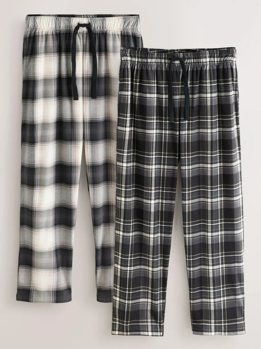 Next Neutral/Black Check Motionflex Cosy Open Hem Pyjama Bottoms 2 Pack^ Pyjamas