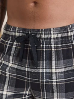 Next Neutral/Black Check Motionflex Cosy Open Hem Pyjama Bottoms 2 Pack^ Pyjamas