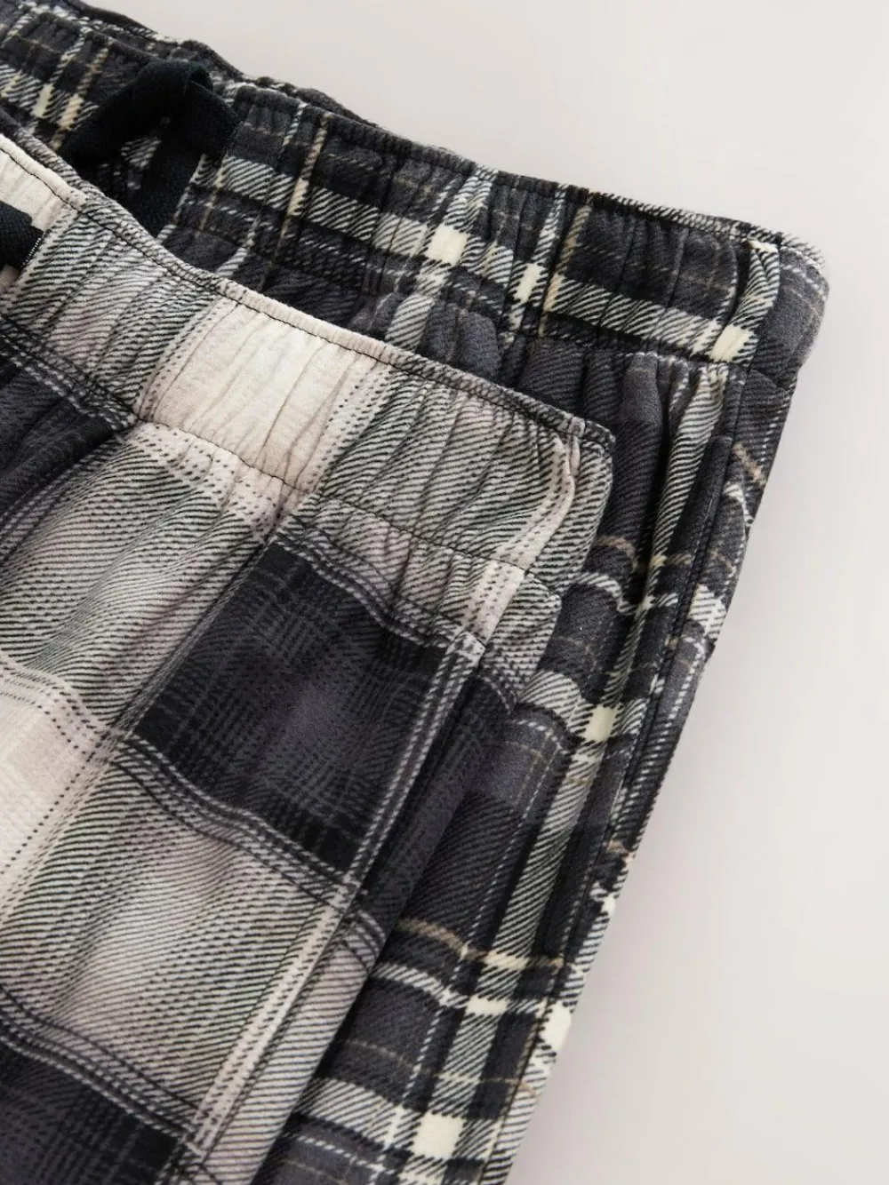 Next Neutral/Black Check Motionflex Cosy Open Hem Pyjama Bottoms 2 Pack^ Pyjamas