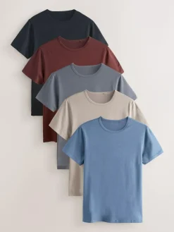 Clearance Next 5 Pack Modal Layering T-Shirt Neutral/Blue
