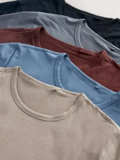 Clearance Next 5 Pack Modal Layering T-Shirt Neutral/Blue