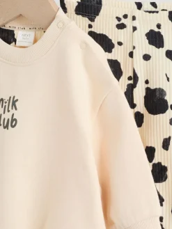Sale Next Neutral/Cow Milk Club Printed Sweat and Leggings Baby Set (0mths-2yrs)