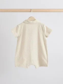 Best Next Neutral/Khaki Textured Baby Rompers 2 Pack