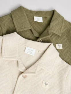 Best Next Neutral/Khaki Textured Baby Rompers 2 Pack