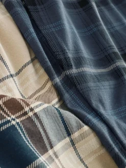 Next Neutral/Navy Check Jersey Short Sleeve Pyjamas Set 2 Pack^ Nightwear|Pyjamas